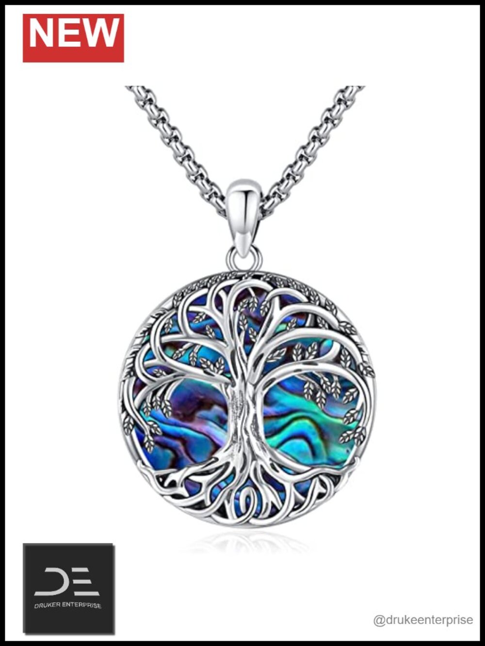 Tree of Life Pendant Necklace S925 Sterling Silver Abalone Shell Meaningful Gift
